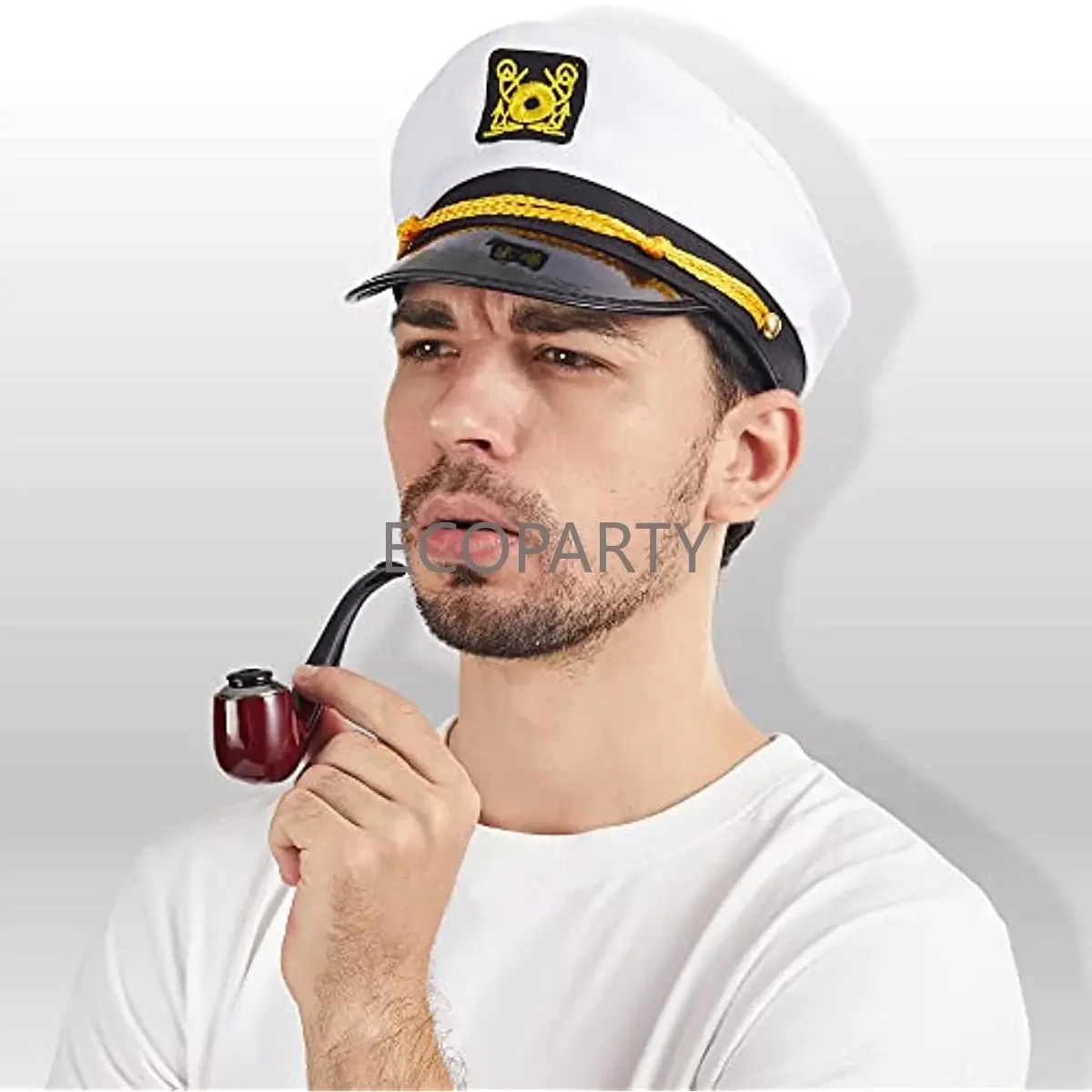 Kapitänshut-Kostümzubehör-Set, Matrosenhut, Bootskapitänshut mit gefälschter Pipel, Meereskappe, marineblaues Kostümzubehör, thematische disfraz