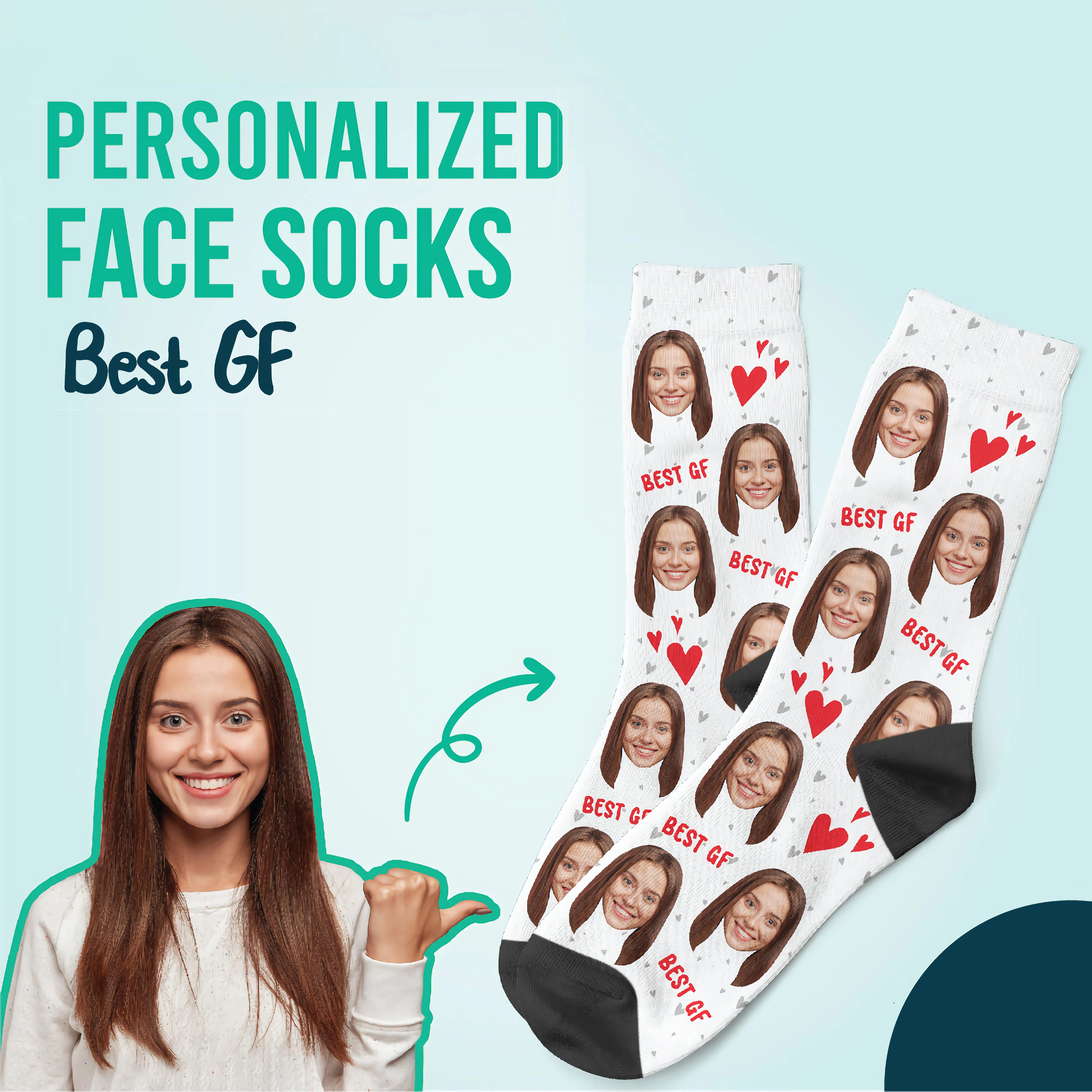 

Drop shipping Custom Best Friends Socks Wholesale Personalized Heart Pattern DIY Your Photo Pet Face Unisex Socks Party Gifts