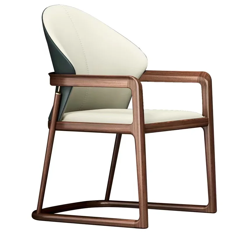 

※qSolid Wood Office Leather Chairs Simple Modern Dining Chairs Household Wooden Chair Frame Leather Armchairs
