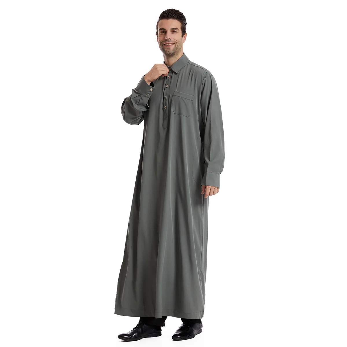 Oem Muslim Arab Thobe Men Muslim Solid Color Thobe Hommes Musulman First Class Workmanship Thawb Caftan Arabic Thobe for Men