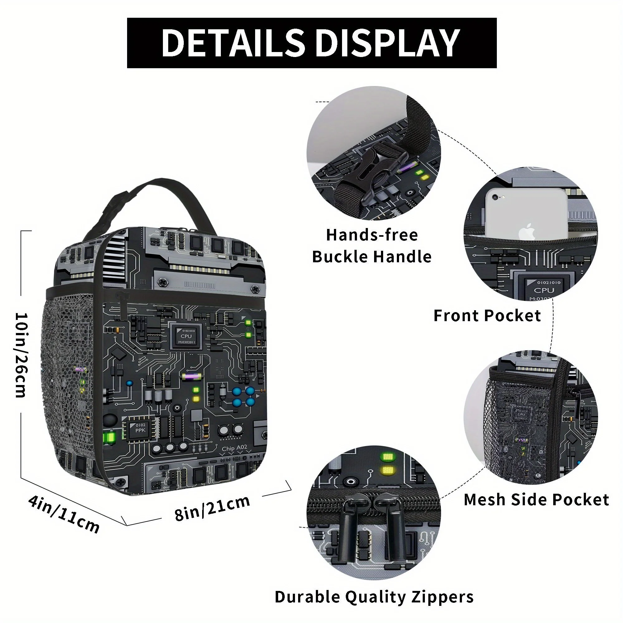 Electronic Circuit Board with Components. A Printed Thermal Insulation Bag That Is Not Intended for Food Contact