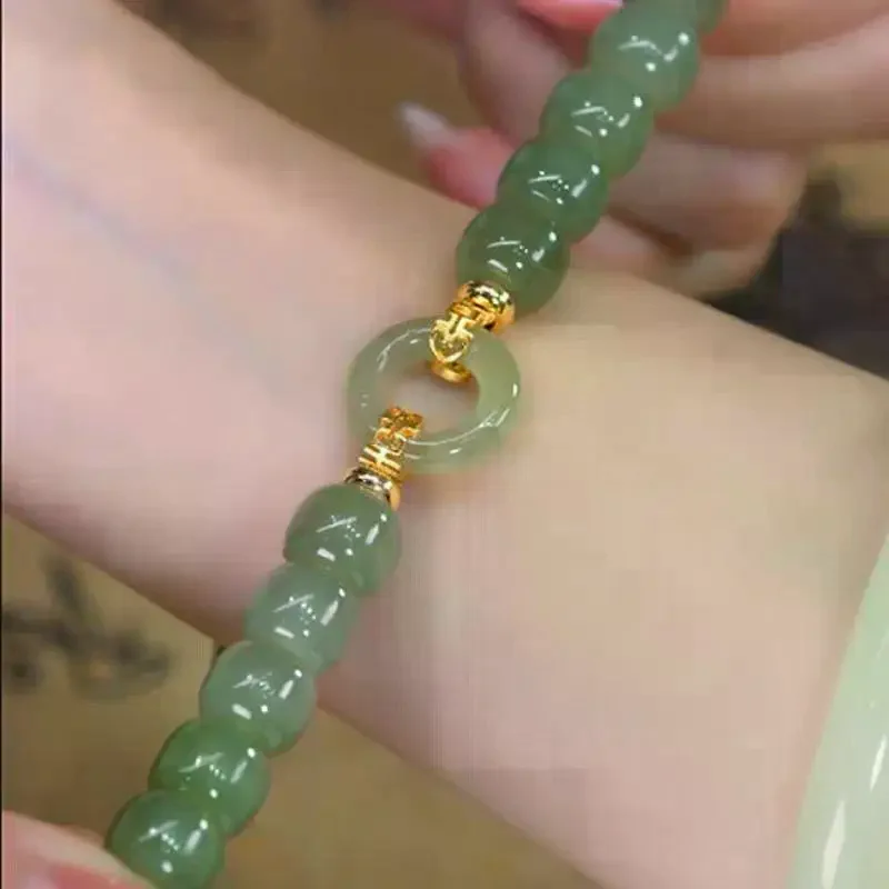 1Pcs Green Natural Jade Ring Bracelet Charm Fashion Gifts For Women Vintage Agate Talismans Luxury Jewelry