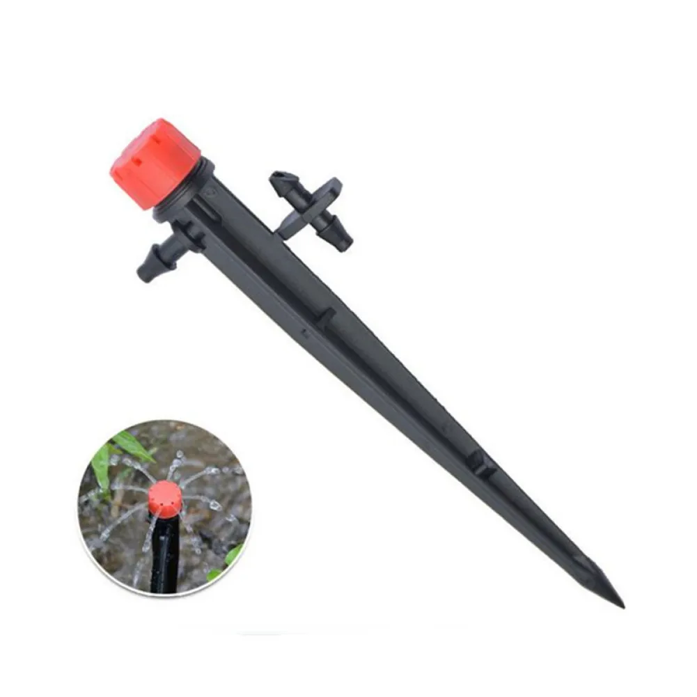 50 Pcs Adjustable 8 Hole Long Rod Dripper Garden Irrigation Spiked Sprinkler Greenhouse Potted Plants Watering Device 360 Degree