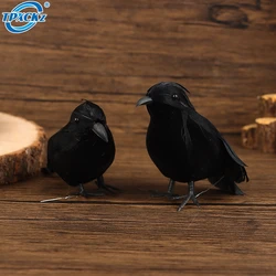 Small Simulation Fake Bird Realistic Halloween Black Crow Model Ornament Simulation Bird Home Decoration Animal Creepy Toy