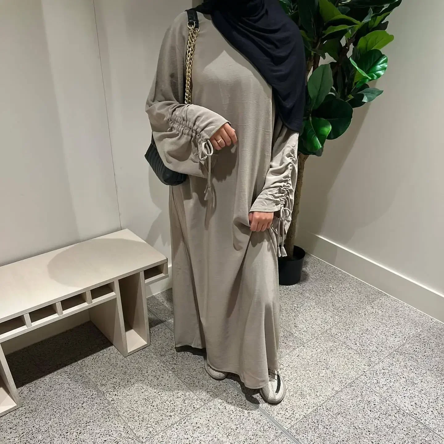 Abaya fermé dubaï luxe musulman Hijab robe plaine cravate manchettes manches Abayas pour les femmes turquie Ramadan Eid vêtements de prière islamique