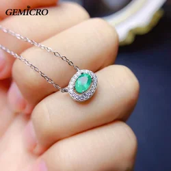 Super Natural Emerald Charm Elegant Pendant Necklace for Women Lady with Solid Sterling 925 Silver for Daily Wear Jewelry, 4*6mm