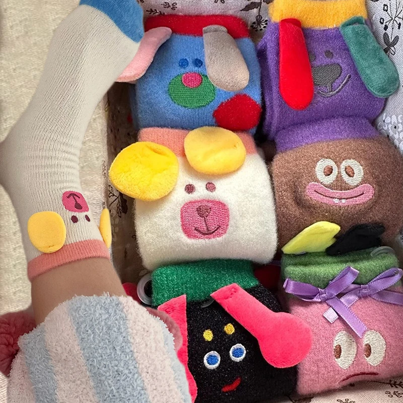 

Funny Cartoon Socks Strange Cartoon Mid-calf Sock Winter Coral Velvet Thickened Warm Socks Floor Socks Sleeping longSocks