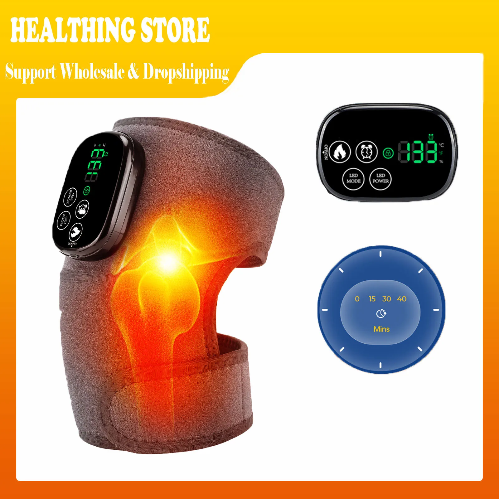 

Electric Gray Infrared Heated Knee Pad 440pcs Light 3-in-1 Shoulder Elbow Muscle Relax Hot Compress Health Care USB Muscle Relax