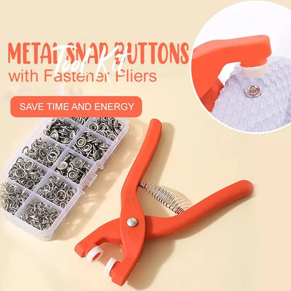 Metal Snaps Buttons with Fastener Pliers Tool Kit Five Claw Buckle Set Sewing Free Buttons Set for Diy Crafts