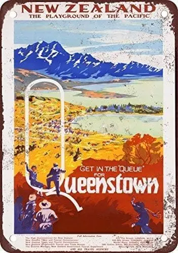 Queenstown New Zealand Metal Tin Sign 8X12 Inches