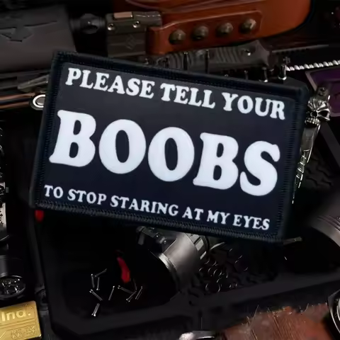 Please Tell Your Boobs Printed Tactical Patch Funny Hook&amp;Loop Armband Military Morale Badge Clothing Backpack Stickers