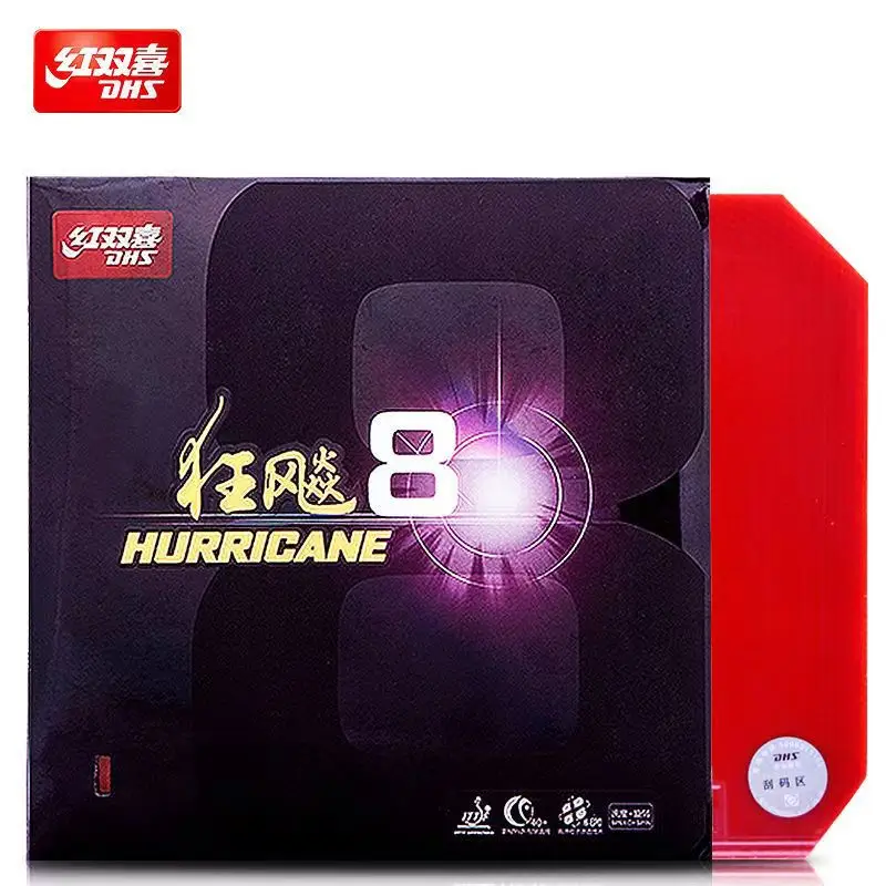 DHS Hurricane 8 Hurricane8 Pips In Table Tennis Rubber With Sponge PingPong Rubber 37soft