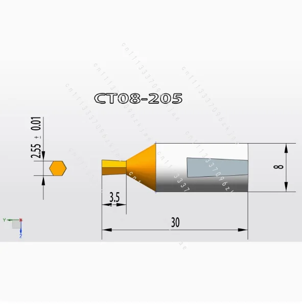 CT08 HSS-Tin Rotary Broach Punching Cutter Tool 8mm Shank Inner Hexagon for Steel Special Punch for Steel Parts