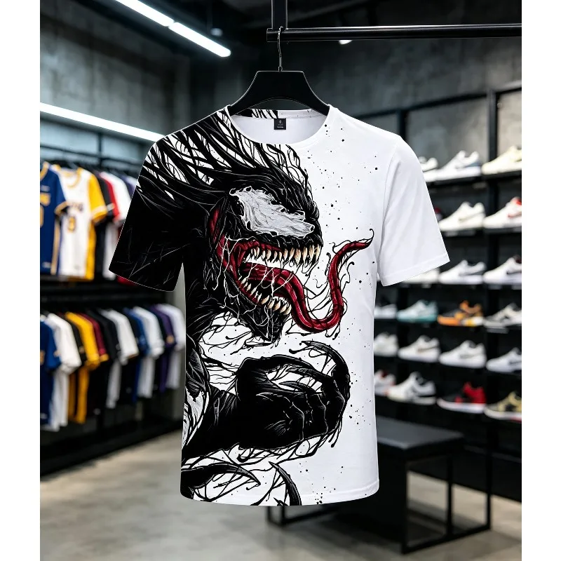 Men Women Children Venom Graphic TShirt Full Print Short Sleeve Tees Hip Hop Streetwear Casual Black T-shirt for Fans Daily Tops