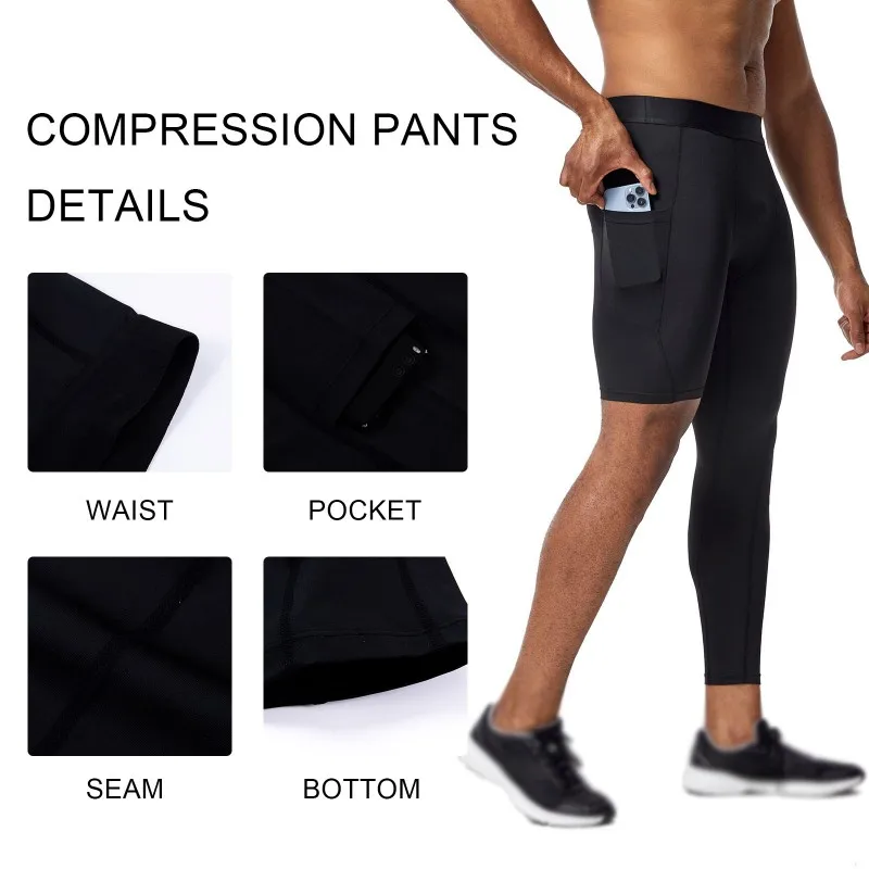 

Men Compression Pants Tights Running Sport Leggings Gym Basketball Fitness Exercise Trousers Training High Elasticity Sweatpants