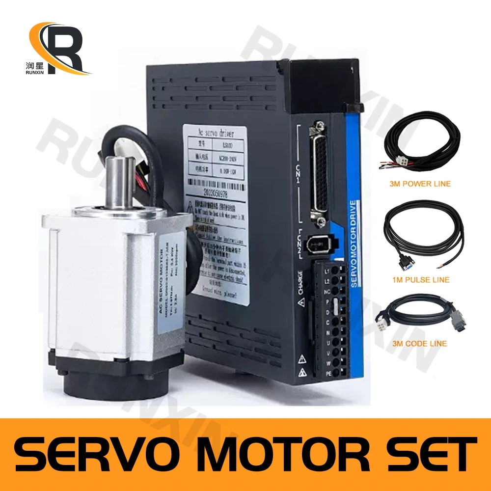 

RXTNC AC220V 600W 60Servo Motor 1.91N. M 3000rpm+AC220V Servo Driver +3m power coded cable+17bit Absolute For CNC Machine