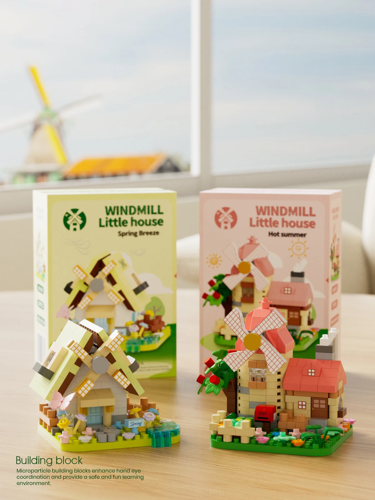 6 pezzi/set mulino a vento casa blocchi di costruzione bambini micro fiori mattoni assemblaggio per bambini giocattoli educativi regali di compleanno ragazze
