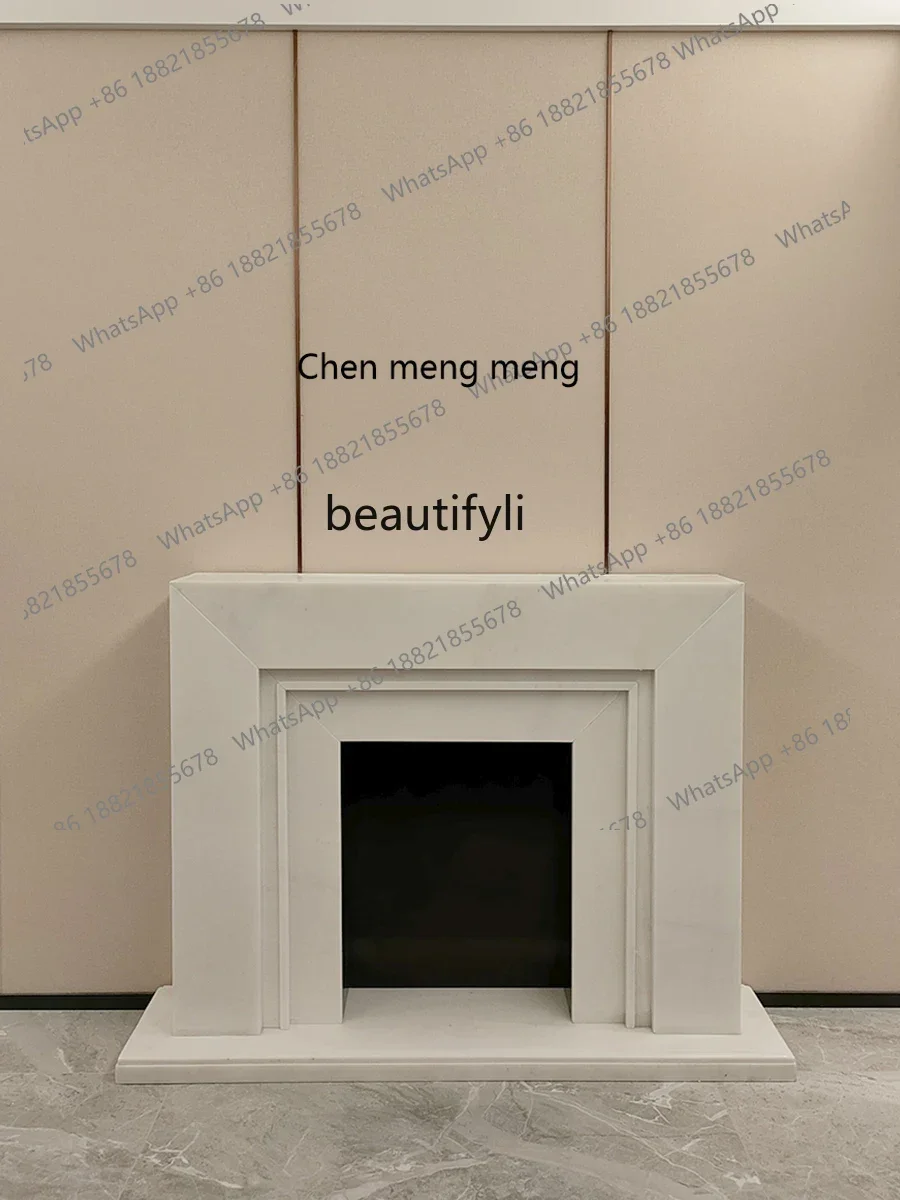 

ss7304 Fireplace Natural White Marble Material French Simplicity Modern American Stone Carving Flower Curio Cabinet Stone Firepl