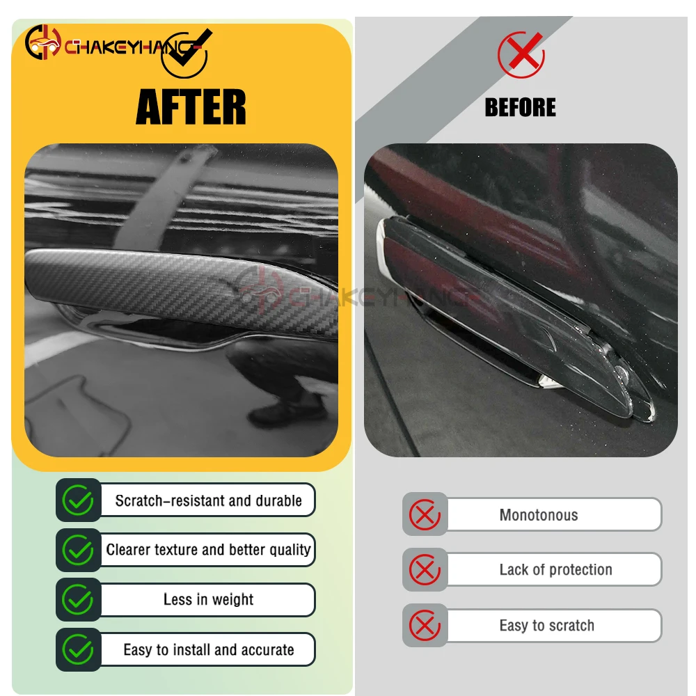 Real Carbon Fiber Car Door Handel Cover Stickers Exterior Accessories for Porsche 911 992 Carrera Turbo S Targa 2019-2024