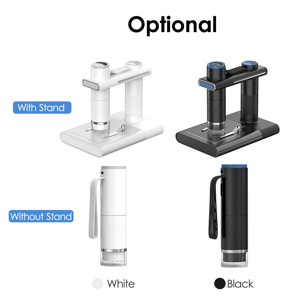 1200X Microscope with Stand Hands-free Wireless WiFi Microscope Rechargeable Endoscope Magnifier Optical Digital Camera 8 LEDS