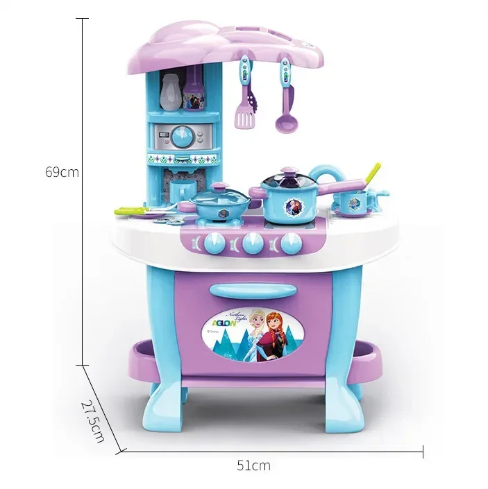 Disney-Frozen Simulação Kitchen Set para Crianças, Luzes e Som Play Food House, Brinquedos para Meninas, Presente de Aniversário