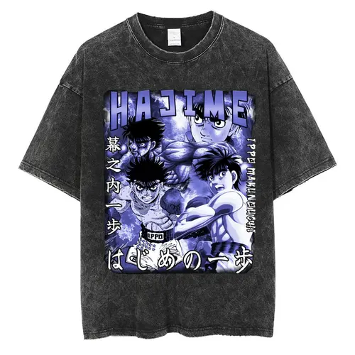 Imagen 2 del producto Camiseta Vintage lavada de Anime Hajime No Ippo, camisetas Kamogawa de boxeo, gimnasio, Harajuku, Camiseta holgada de algodón Makunouchi Takamura KGB
