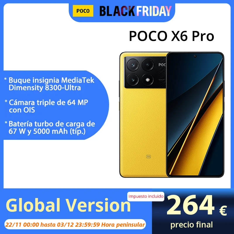 Global Version POCO X6 Pro MediaTek Dimensity 8300-Ultra CrystalRes 120Hz FIow AMOLED Display 64MP Triple Camera OIS 67W 5000mAh