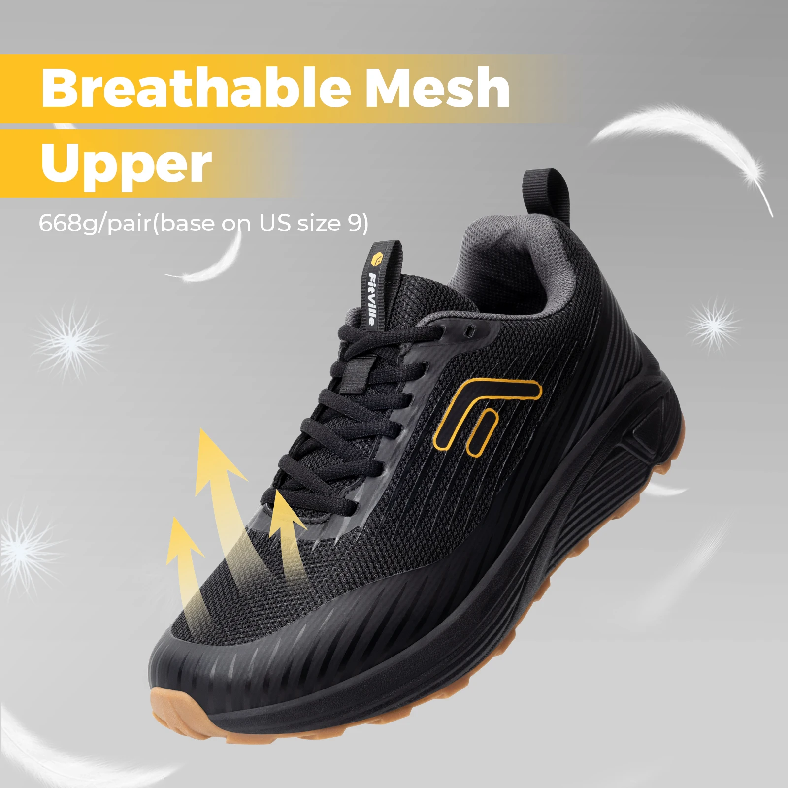 FitVille Men's Trail Running Shoes Sneakers Wide Design Non-Slip Lightweight for Swollen Feet Arch Support Pain Relief