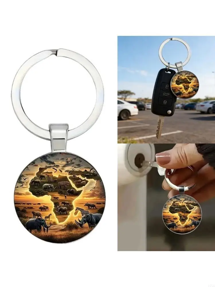 Lightweight Portable African Animal Keychain Easy to Attach to Keys or Bags Featuring Wildlife Decors for Travel