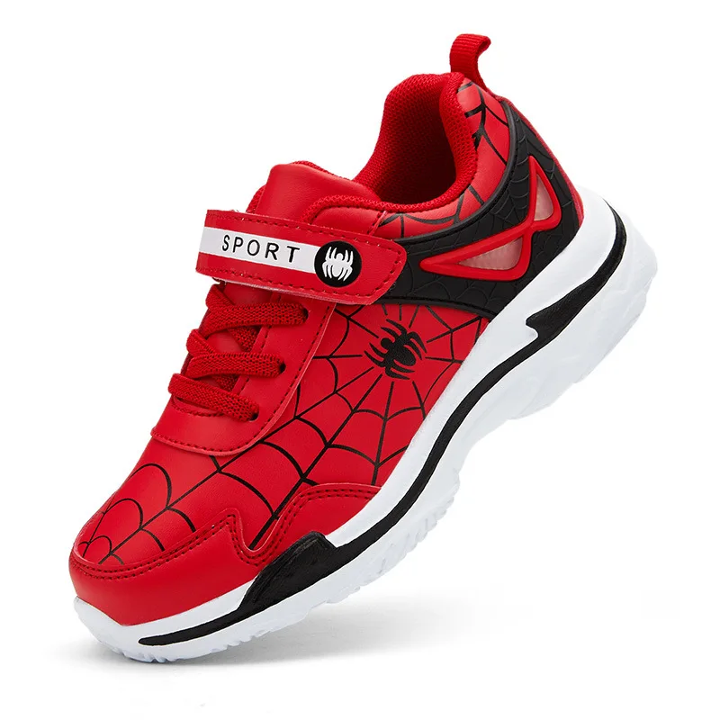 Disney Children's Casual Shoes PU Leather Red Fashion Running Shoes Boys' Shoes Spring Autumn Black Shoes Sneakers Size 26-38