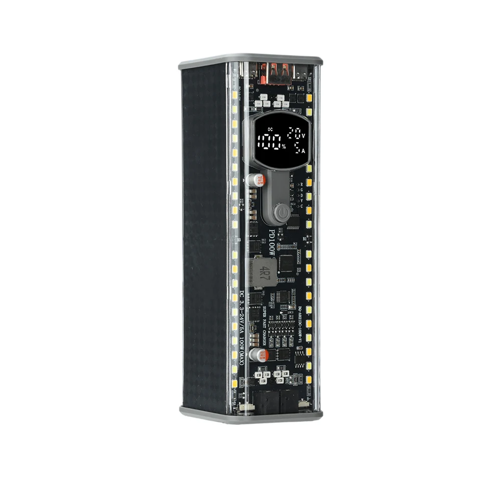PD100W Hochleistungs-Powerbank-Gehäuse, lötfreier 8-Zellen-21700-Batteriehalter, DC-Spannungsregelung, hochhelle LED-Außenleuchte – Detail 10