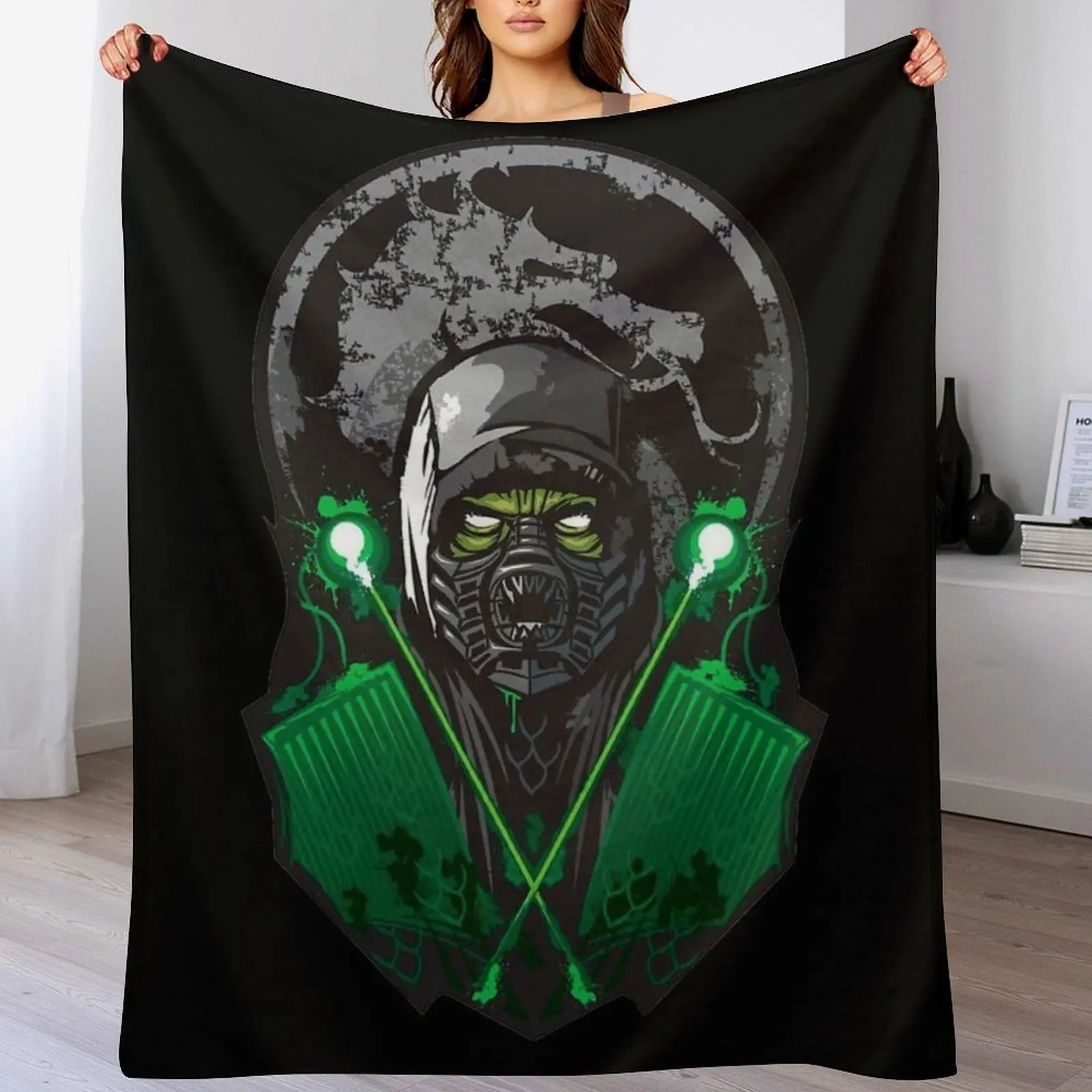 Mortal Kombat Reptile Dripping Acid Throw Blanket Hairys Luxury Thicken Blankets