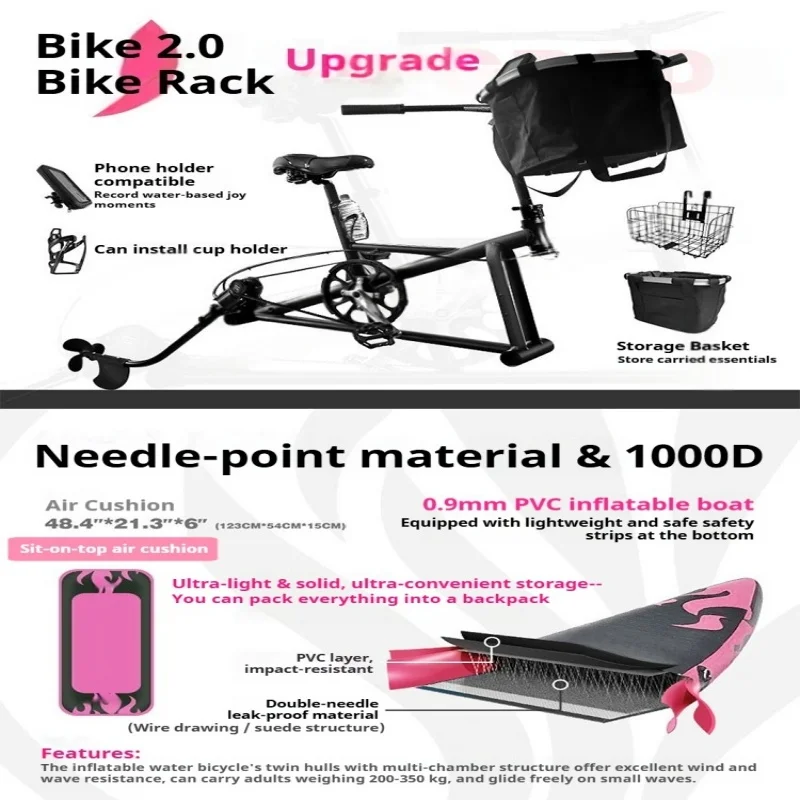 

1-Person Inflatable Pedal Boat Water Bike Stable Pedal Kayak for Lake Cycling Easy Drive Fishing Water Bicycle (customized)