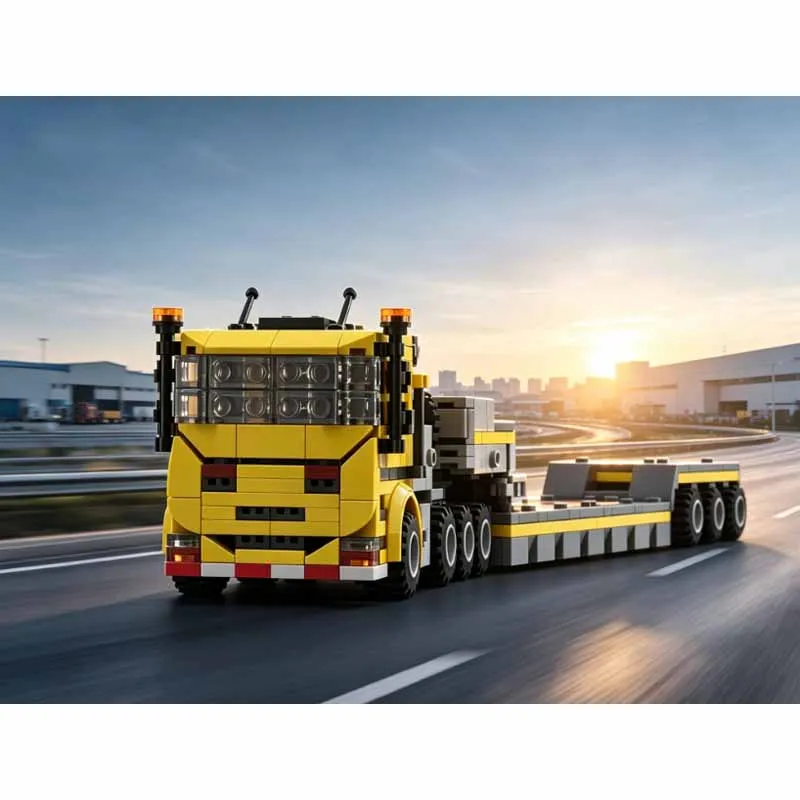 MOC-192687 New Classic Heavy Low Loader Truck Building Block Model, 528 Parts, MOC Creative Toy Gift for Boys and Kids