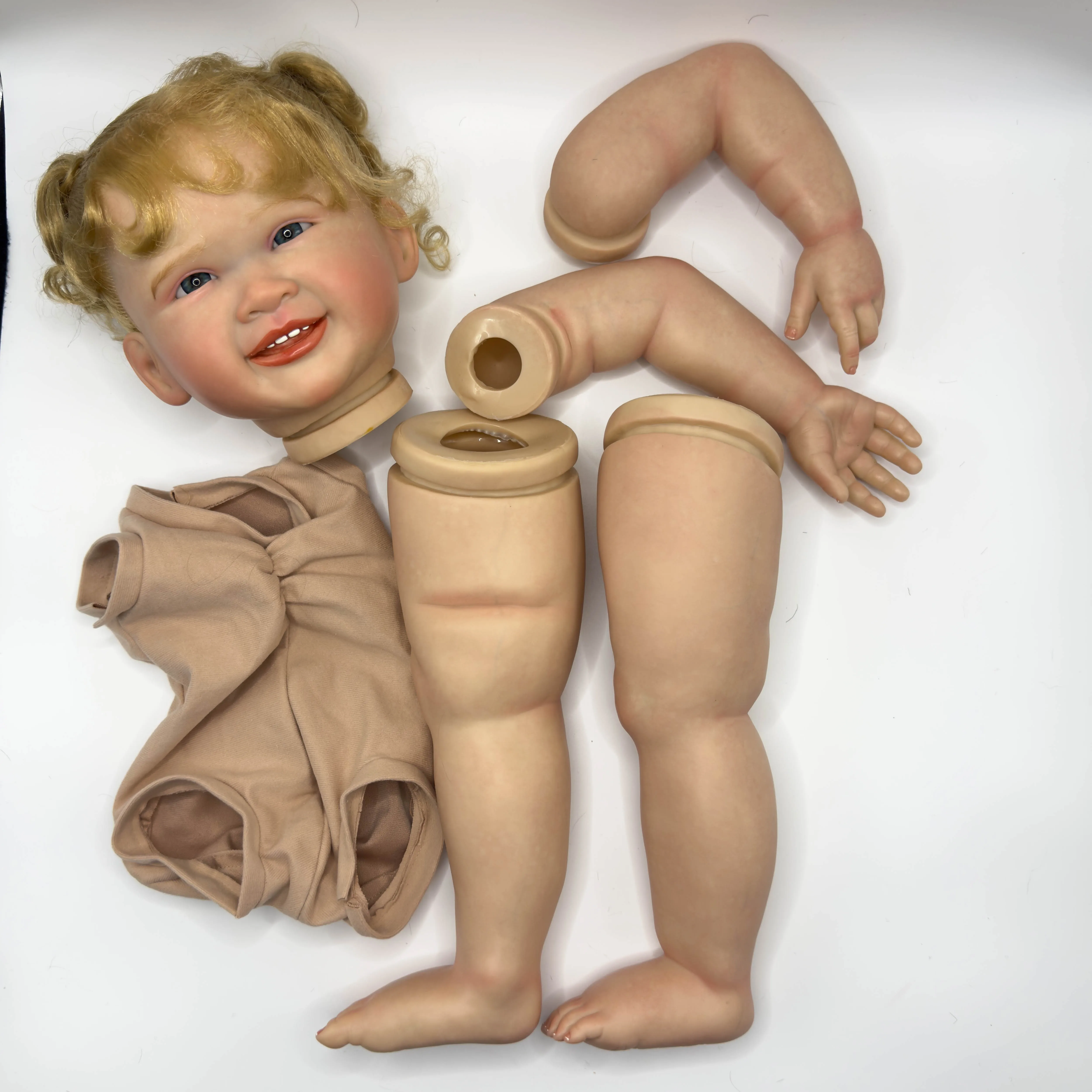 28inch NPK Renata Lifelike Reborn Toddler Doll Kit Painted Unfinished Doll Parts with Hand Rooted Hair for Collectors