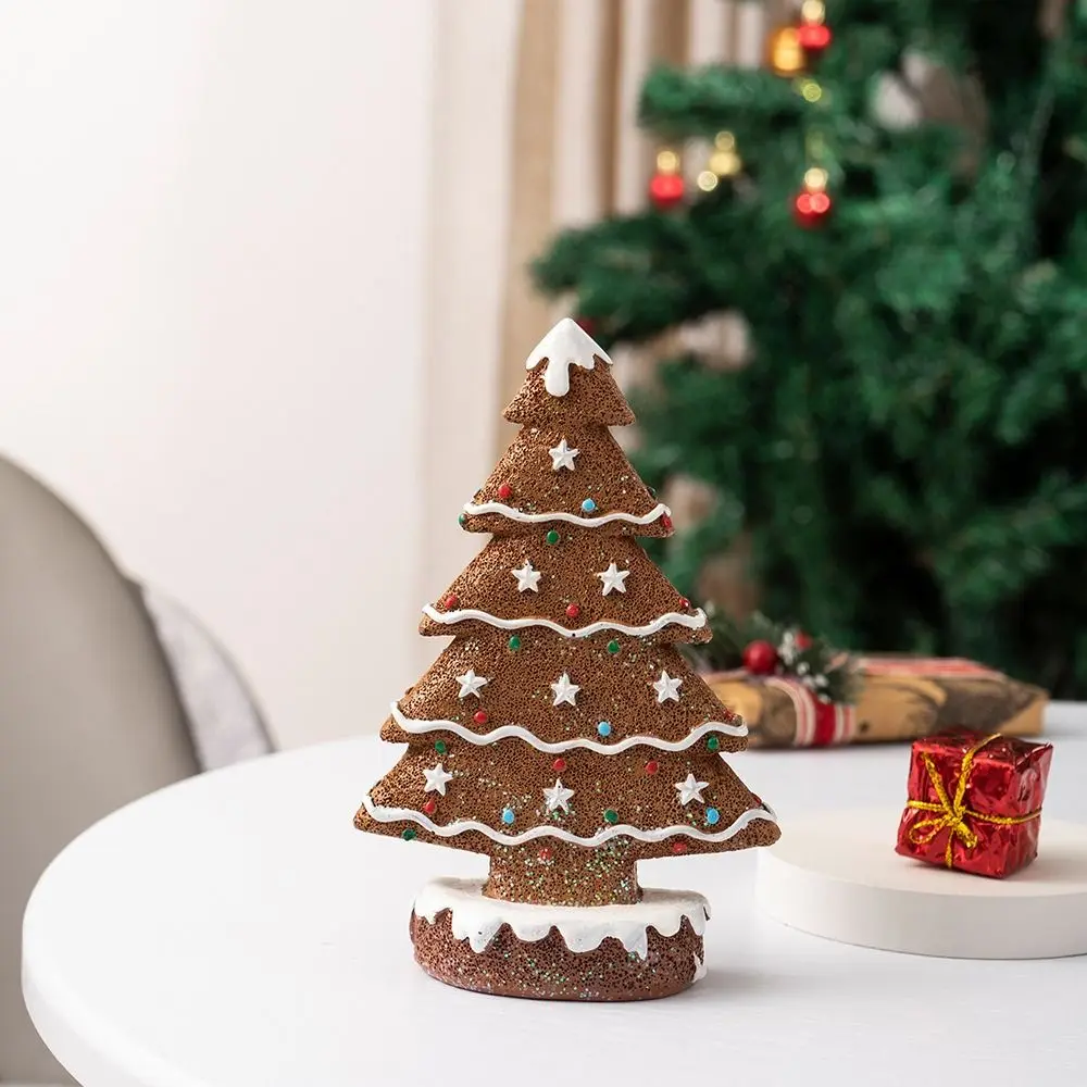 15cm Gingerbread Christmas Tree Resin Collectible Christmas Tree Holiday Ornaments Decorative Exquisite Christmas Decoration