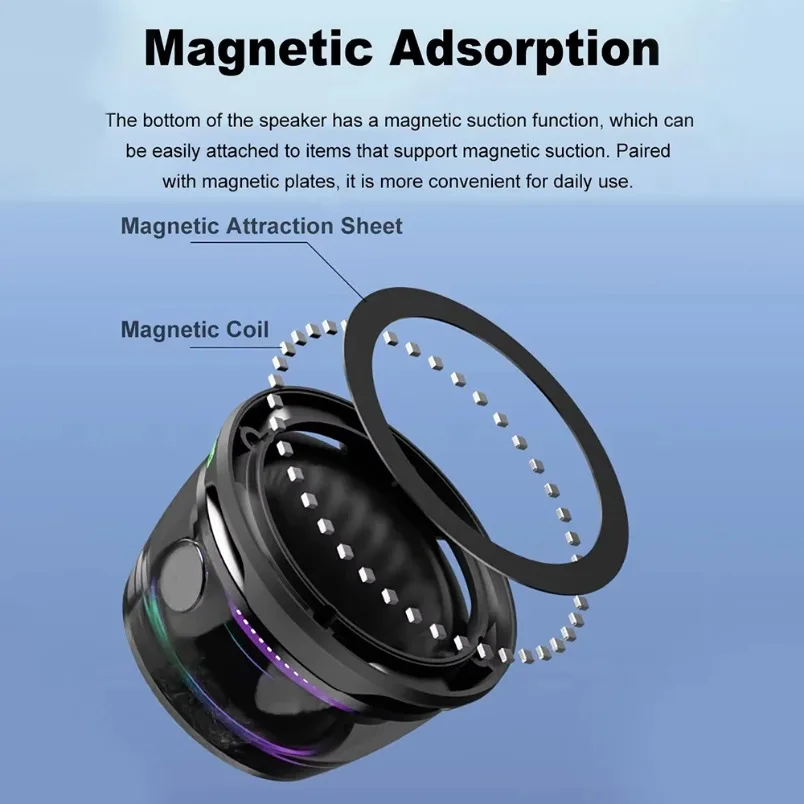 BT 5.3 Mini Tragbarer Bluetooth-Lautsprecher G200 RGB-Farblicht Magnetischer Lautsprecher Kleine Soundbox Telefonhalter Drahtloser Lautsprecher – Detail 9