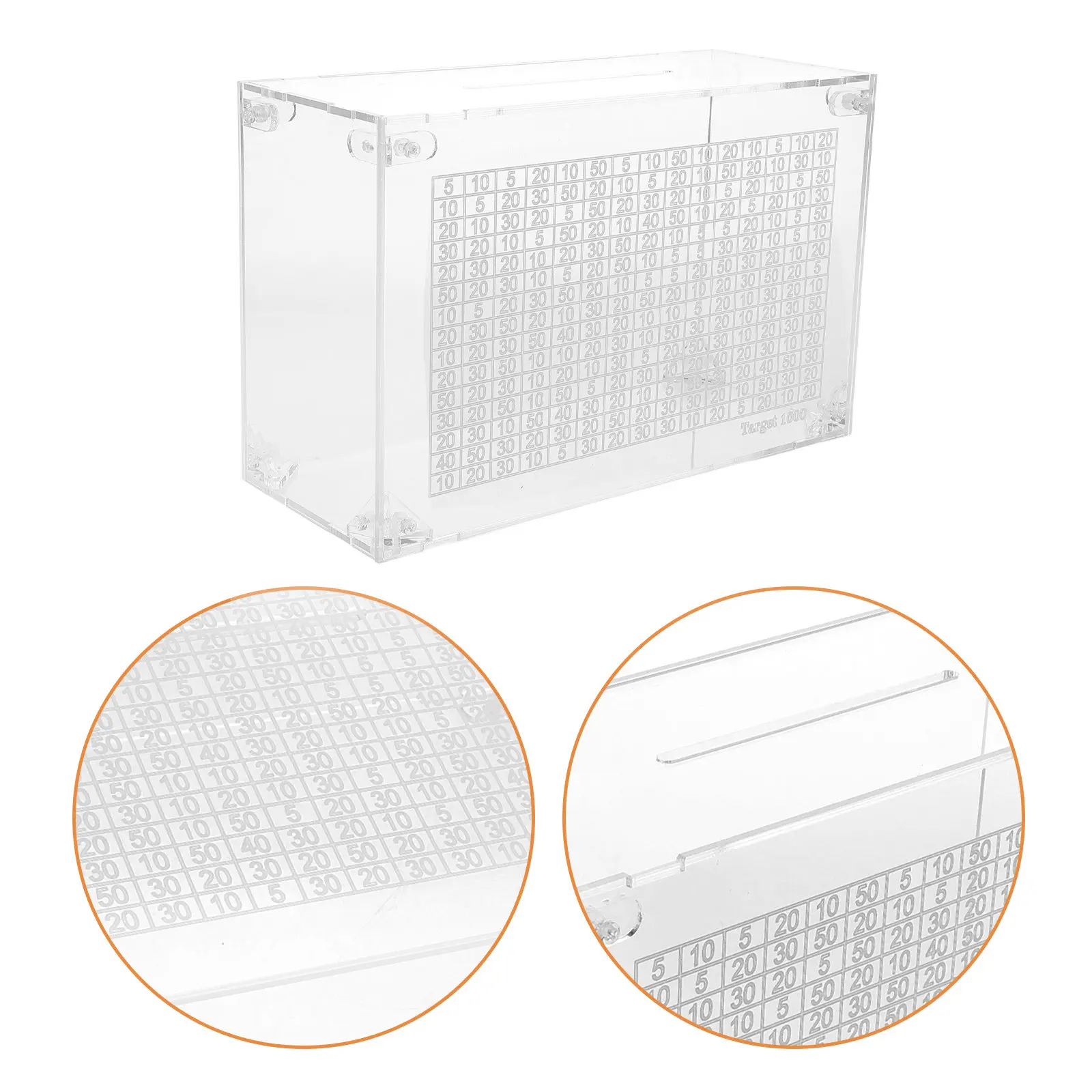 

Прозрачная акриловая копилка для денег, банка для челленджа на 1000 сбережений, для детей и взрослых, небьющаяся, для накоплений, настольное украшение, для мелочи