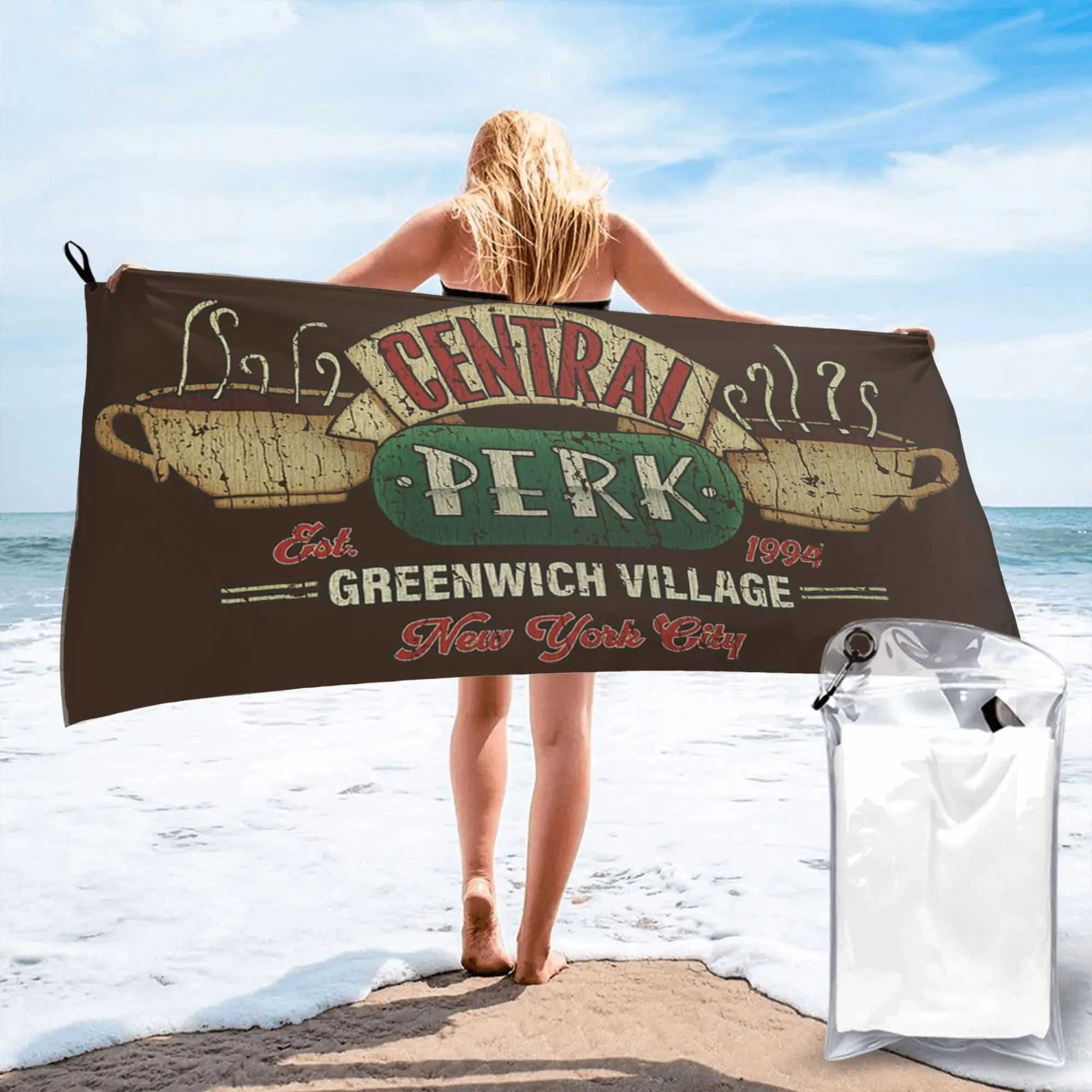 Central Perk Friends Logo Beach Towel Soft Microfiber Quick Dry Absorbent Quick Towels For Mountain Climbing
