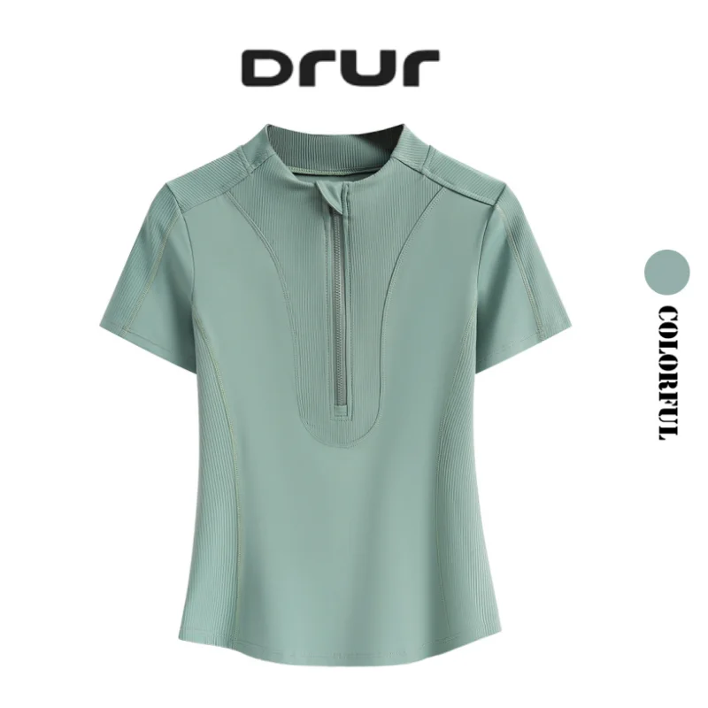 

DRUR Yoga Gym Clothes Women With Quarter Zip Lightweight Short Sleeve Athletic Shirts and Slim Fit Running Workout Sweatshirt