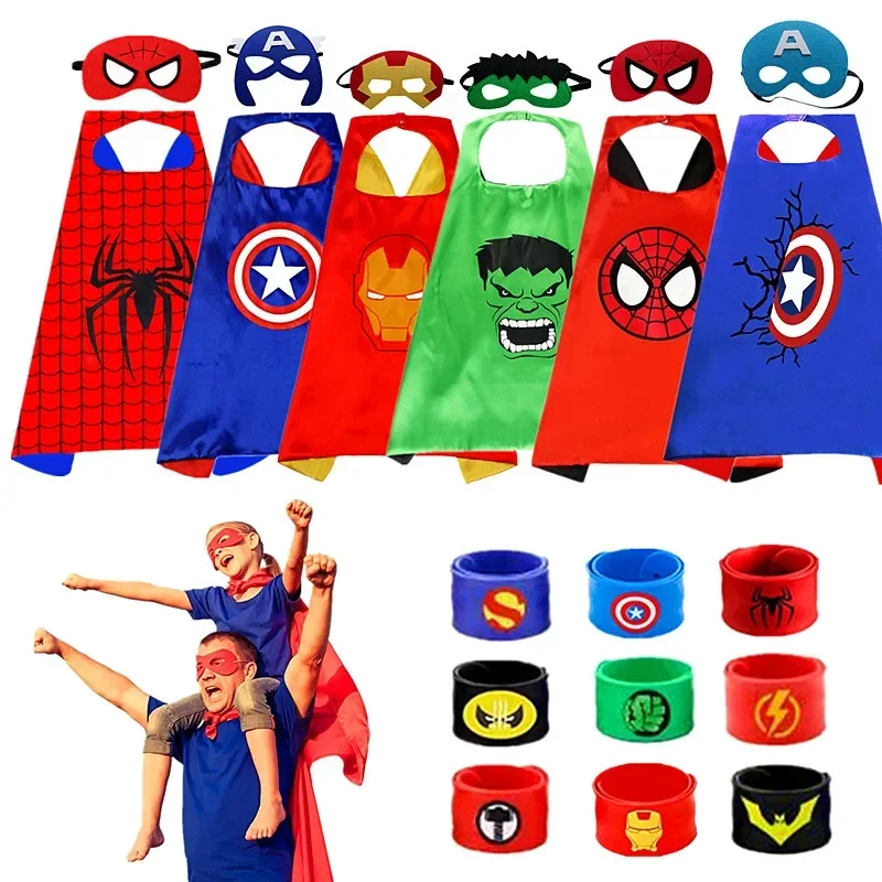 New Year SuperHero Capes for Kids and Masks Superhero Bracelet Toy Peter Parker Costumes for Boys Girls Cosplay Birthday Party