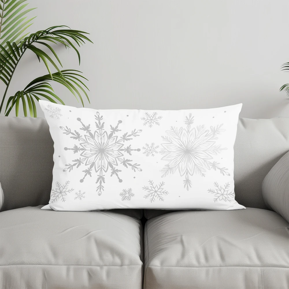 ديكور المنزل Merry Chehlmas ندفة الثلج وسادة غطاء مناسبة ل أريكة غرفة نوم سيارة وسادة غطاء وسادة مستطيلة الظهر وسادة #3
