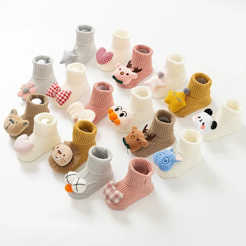 Autumn Winter Baby Girls Socks Newborn Cartoon Animal Baby Socks Infant Baby Boy Socks Anti Slip Soft Cotton Floor Sock Shoes