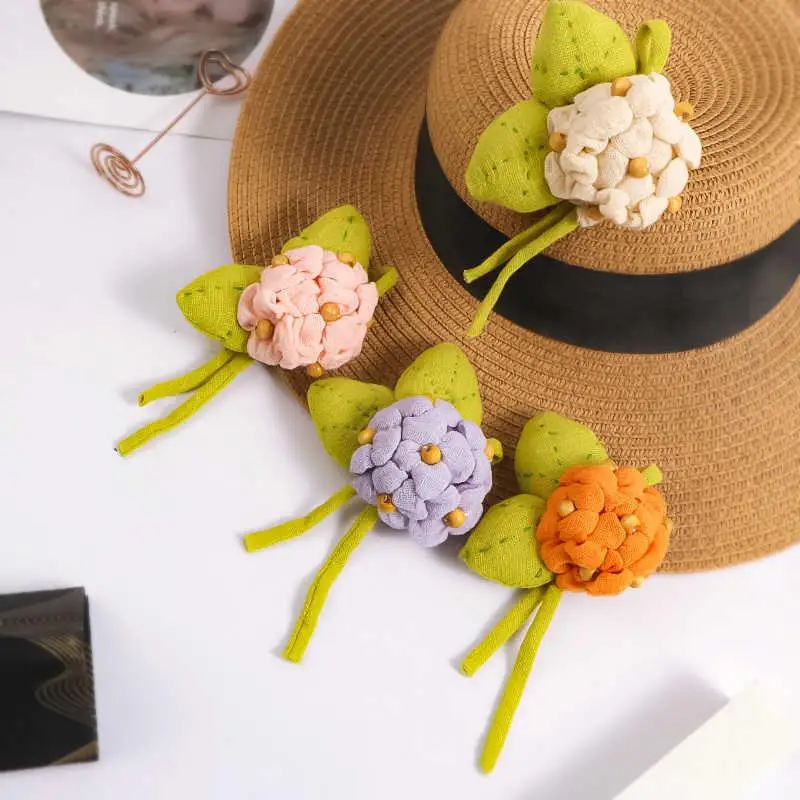 Sophisticated Cotton And Linen Brooch Perfect For Women 3D Hydrangea Design