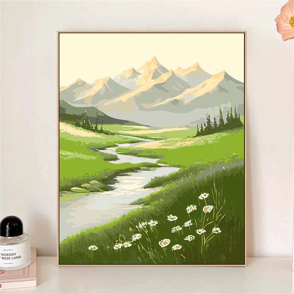 Paint by Numbers For Adult Kit The Creek On The Lawn DIY Dropshipping acrylic Oil Painting Canvas by Number Home Decor