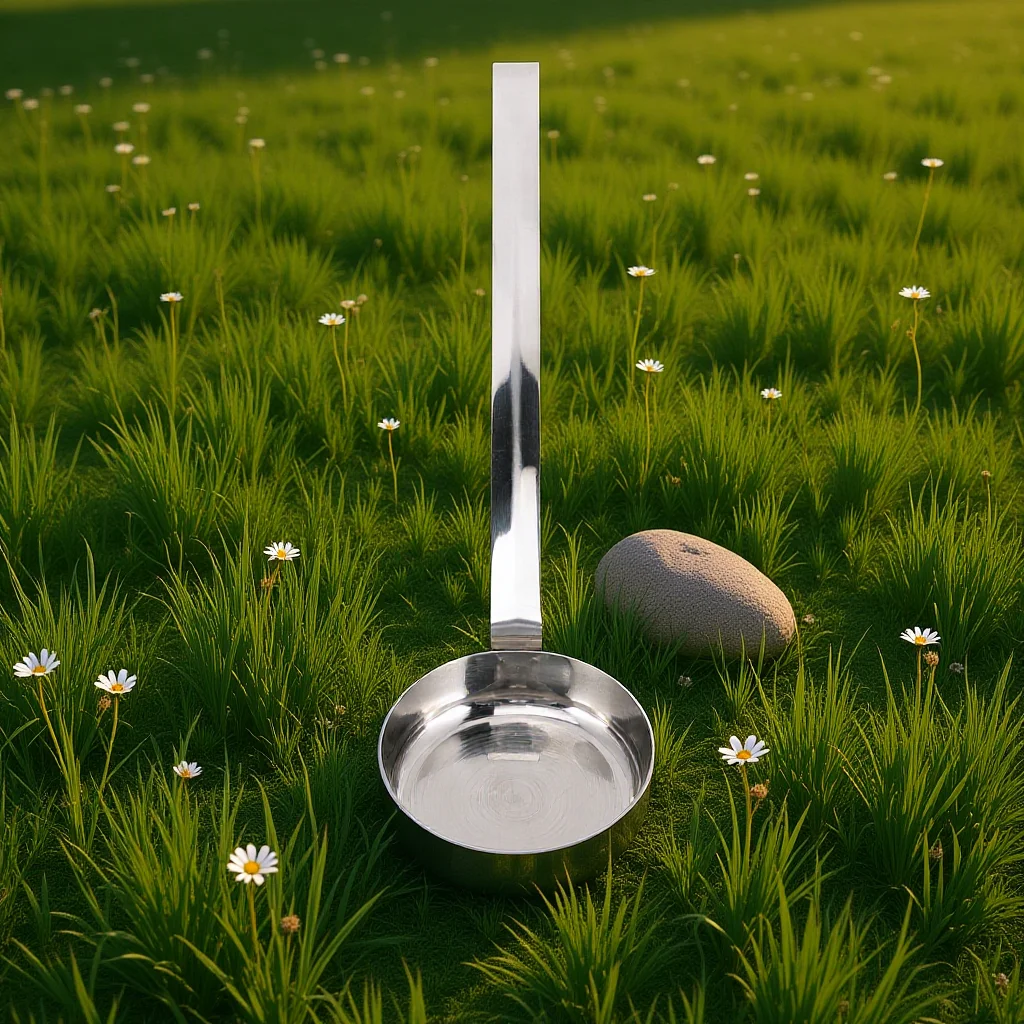 

Pizza Sauce Spoon Stainless Steel Long Handle Flat Bottom Ladle for Kitchen Cooking Salad Dressing Gravy Chocolate Sauce Serving