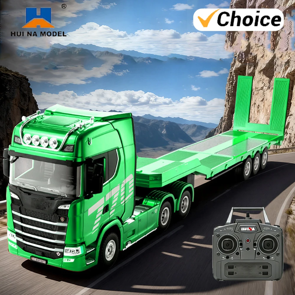 RC Car 770S RC Alloy Tractor Truck Huina 1501 1/18 19CH 2.4G Engineering Trailer Truck with Light and Sound Toys for Boys Gifts