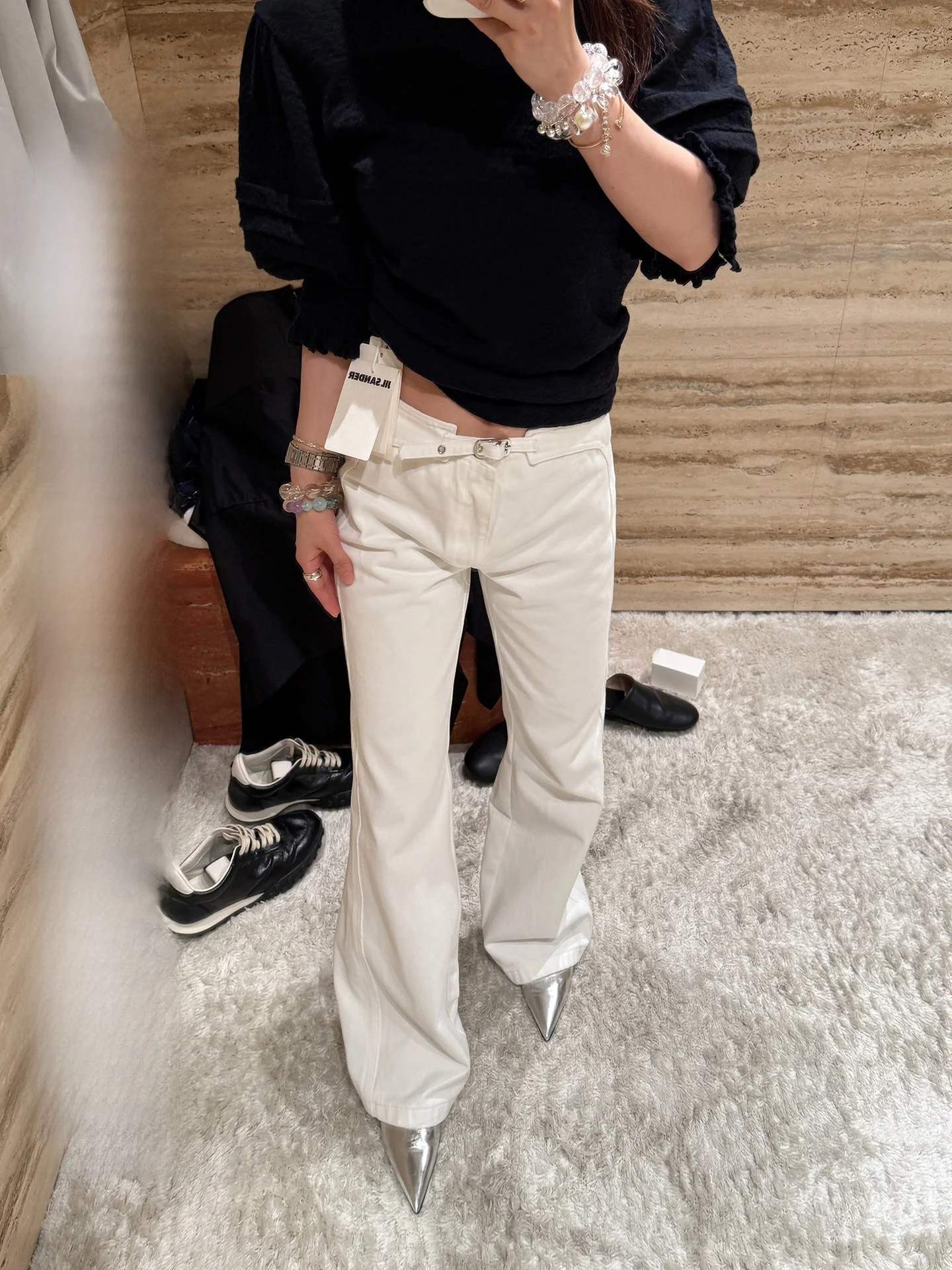 

Low Waist Flared Jeans White Casual Sle Zipper Closure Cotton Summer Ladies Loose Fit No Stretch Chinese Origin