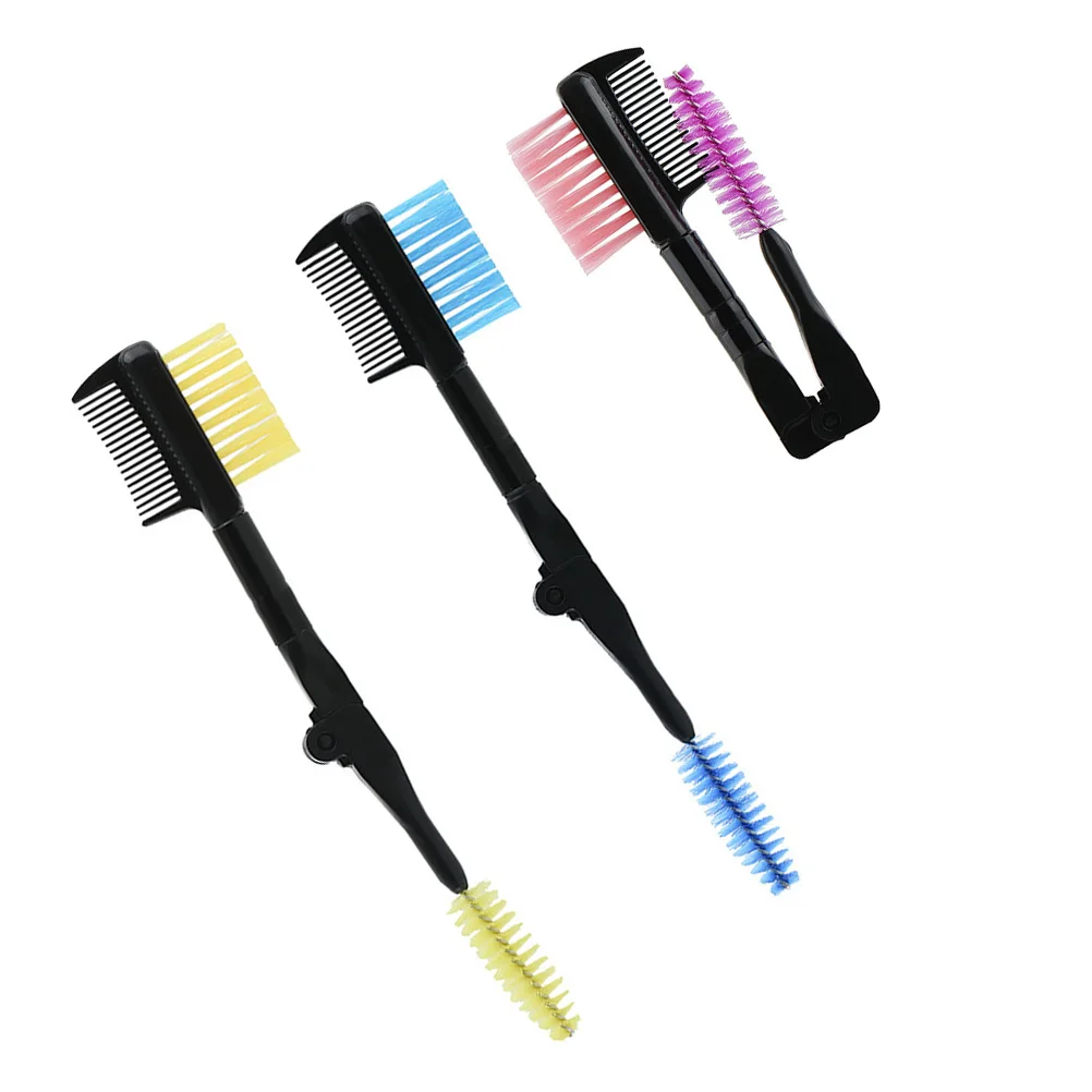 Peine de cejas plegable, cepillo de doble cabeza, peine de pestañas, herramienta de cuidado de cejas portátil de moda para mujeres y niñas, 3 uds.
