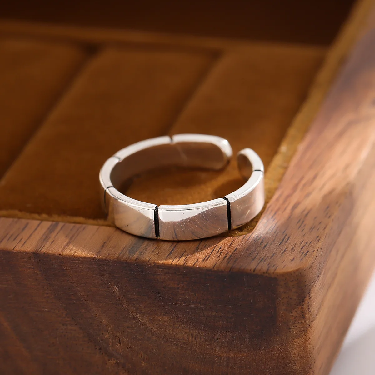 جديد بسيط موضة ريترو هندسية شخصية الخيزران 925 فضة مجوهرات نبات حلو رائعة افتتاح خواتم R264